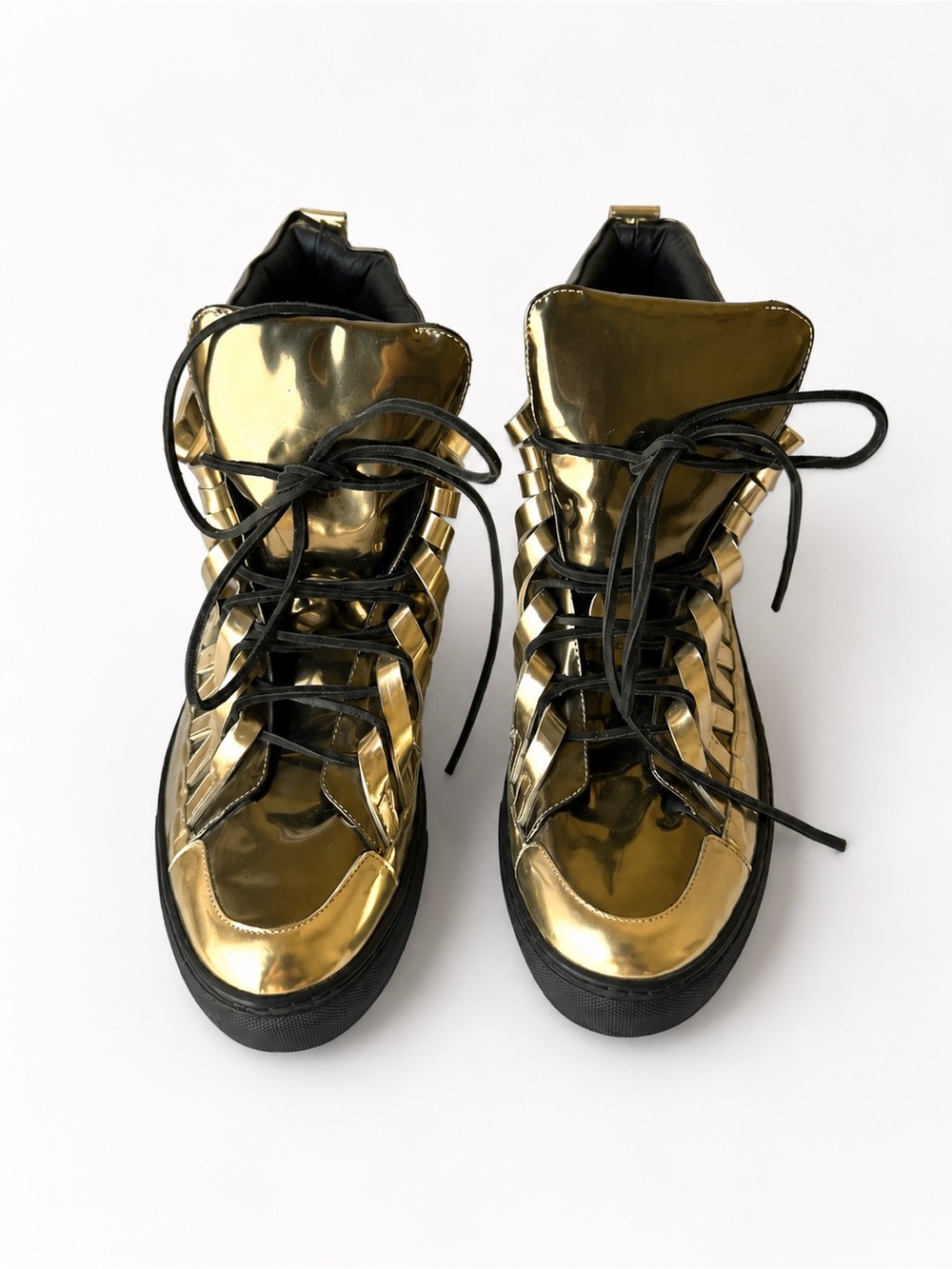 Damir Doma Falco Gold Metallic High Top Sneakers EU 44 Rare Italy - Picture 3 of 7